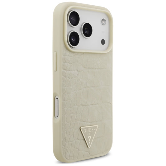 Θήκη MagSafe για Apple iPhone 17 Pro, Guess, Croco Triangle Logo, Χρυσή