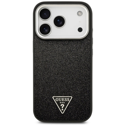Θήκη MagSafe για Apple iPhone 17 Pro, Guess, Glitter Triangle Logo, Μαύρη