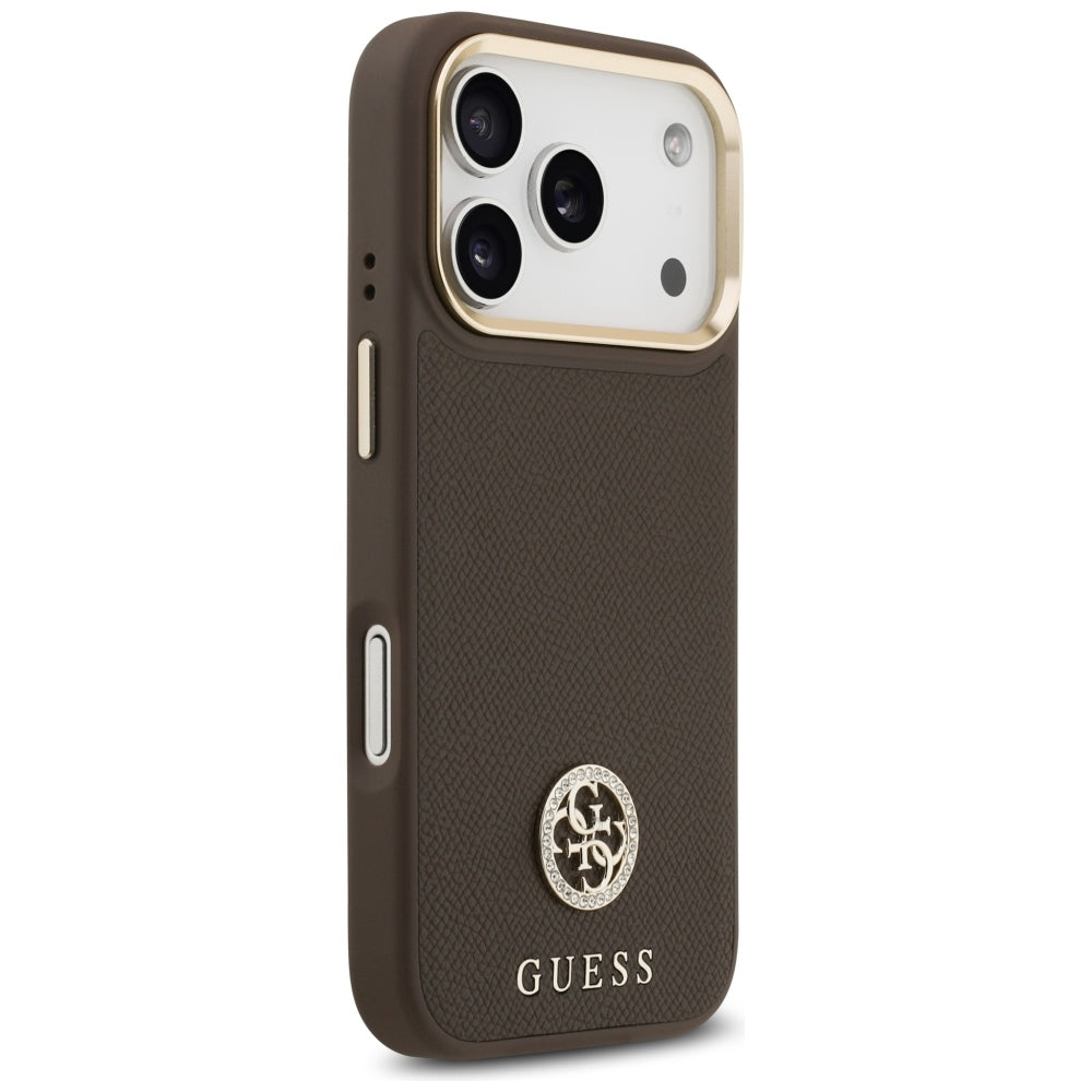 Θήκη MagSafe για Apple iPhone 17 Pro, Guess, Grained Strass Logo, Καφέ