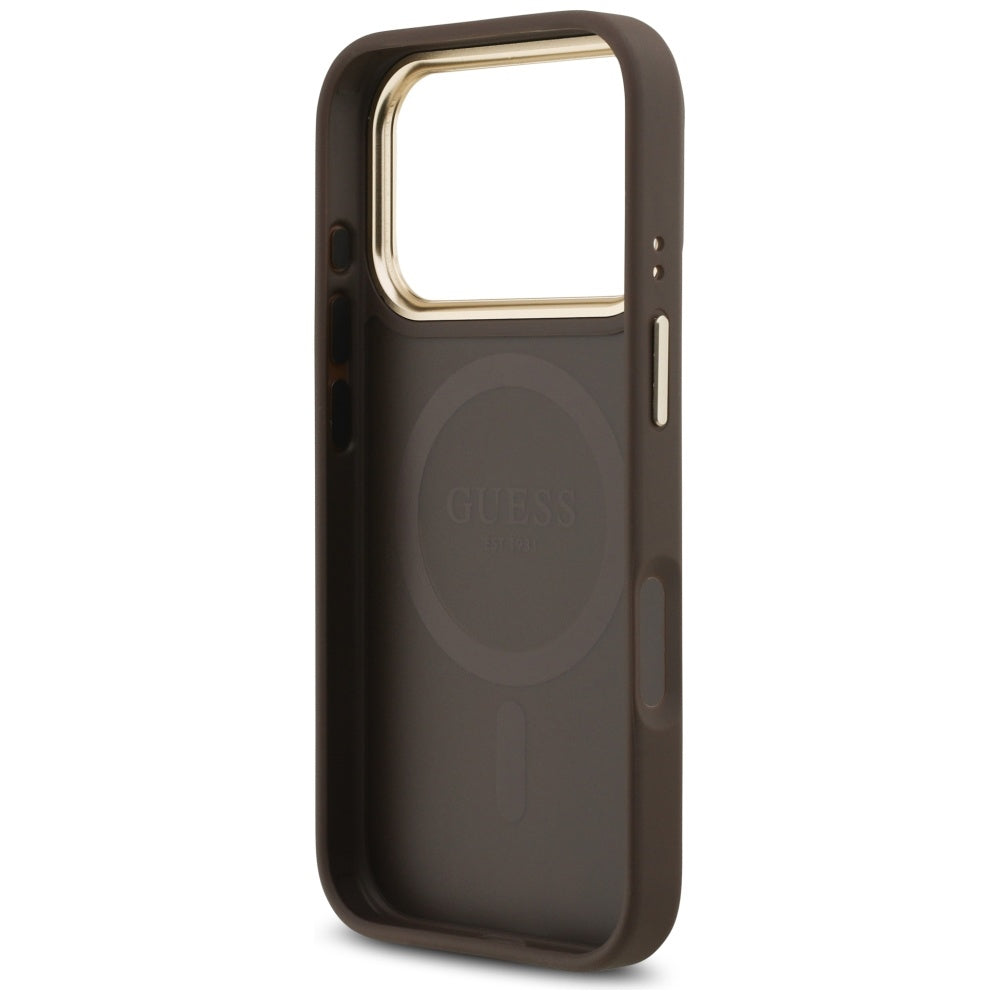 Θήκη MagSafe για Apple iPhone 17 Pro, Guess, Grained Strass Logo, Καφέ
