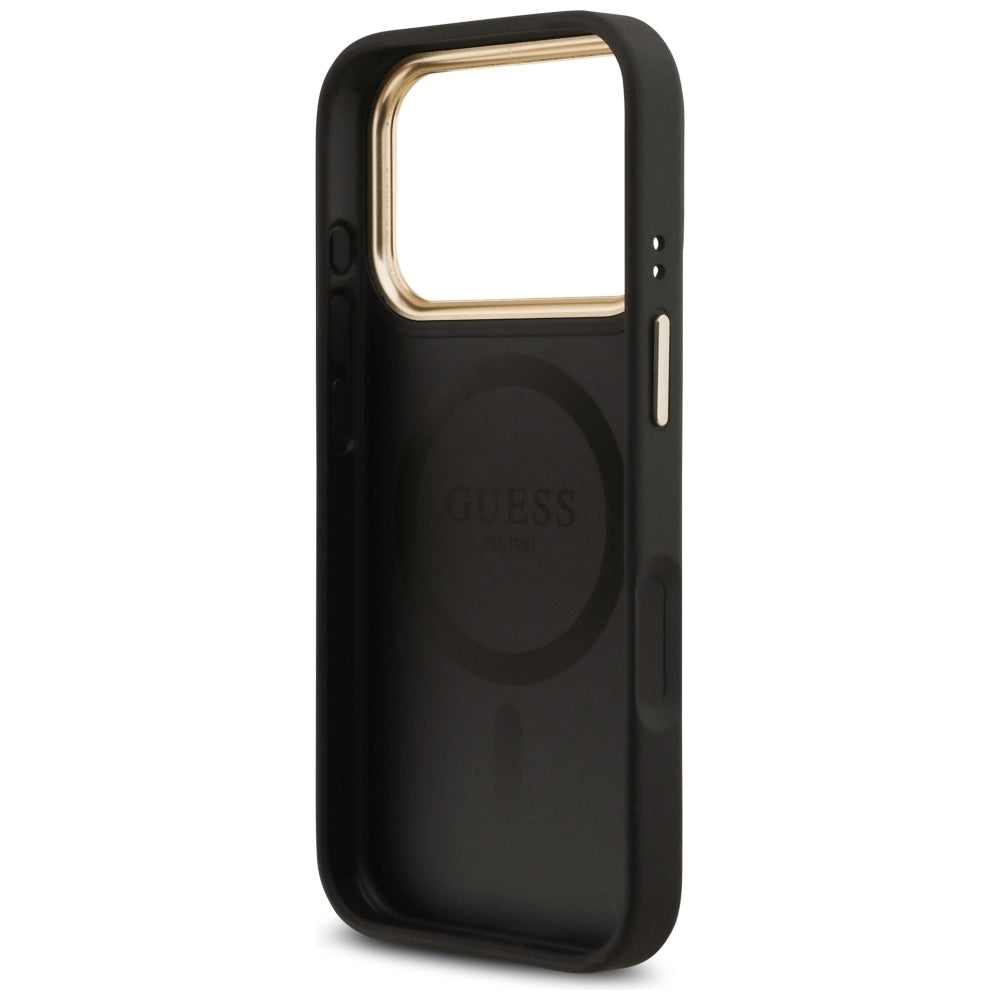 Θήκη MagSafe για Apple iPhone 17 Pro, Guess, Grained Strass Logo, Μαύρη