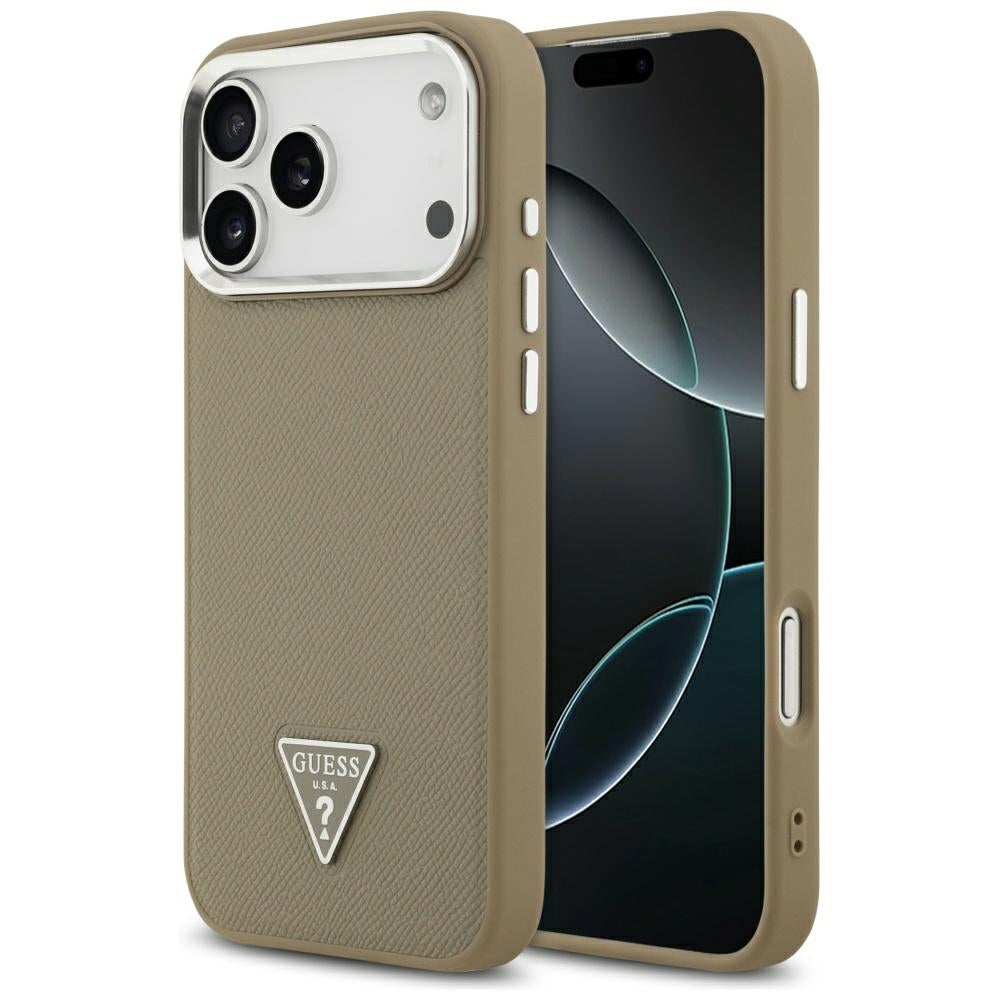 Θήκη MagSafe για Apple iPhone 17 Pro, Guess, Grained Triangle Logo, Καφέ