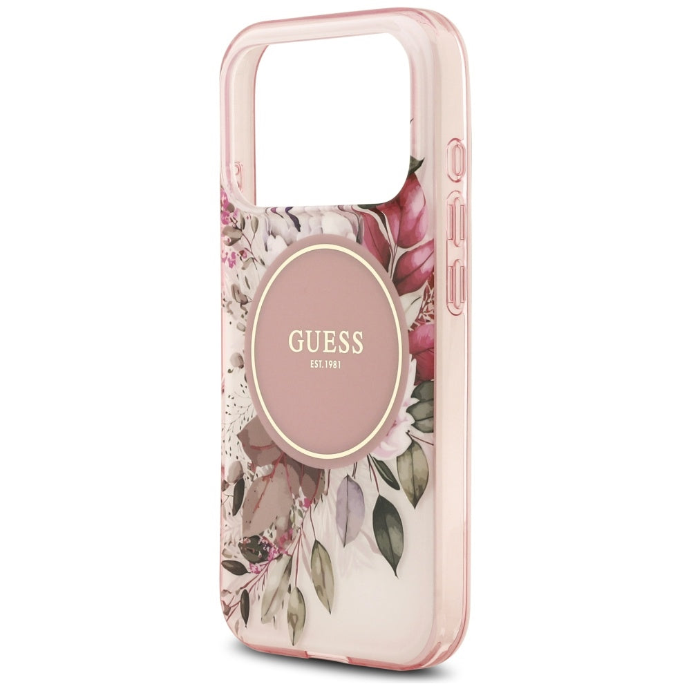 Θήκη MagSafe για Apple iPhone 17 Pro, Guess, IML Flower and Tonal Circle, Ροζ