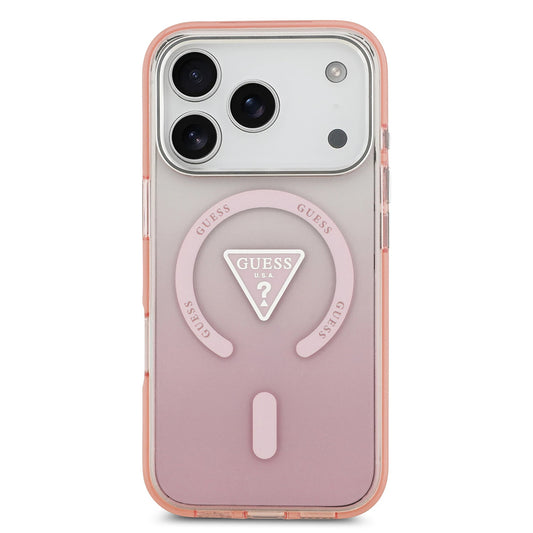 Θήκη MagSafe για Apple iPhone 17 Pro, Guess, IML Gradient Triangle Logo, Ροζ