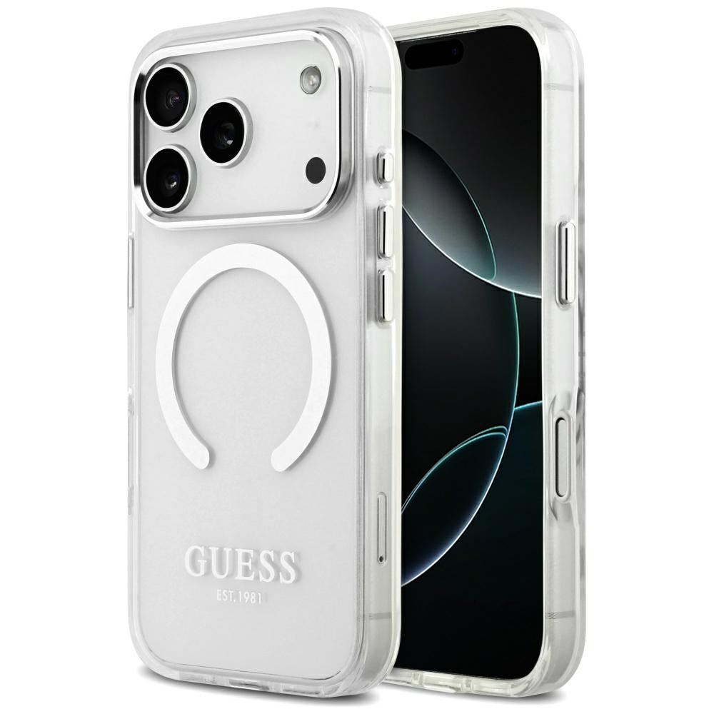 Θήκη MagSafe για Apple iPhone 17 Pro, Guess, Metal Outline, Ασημί