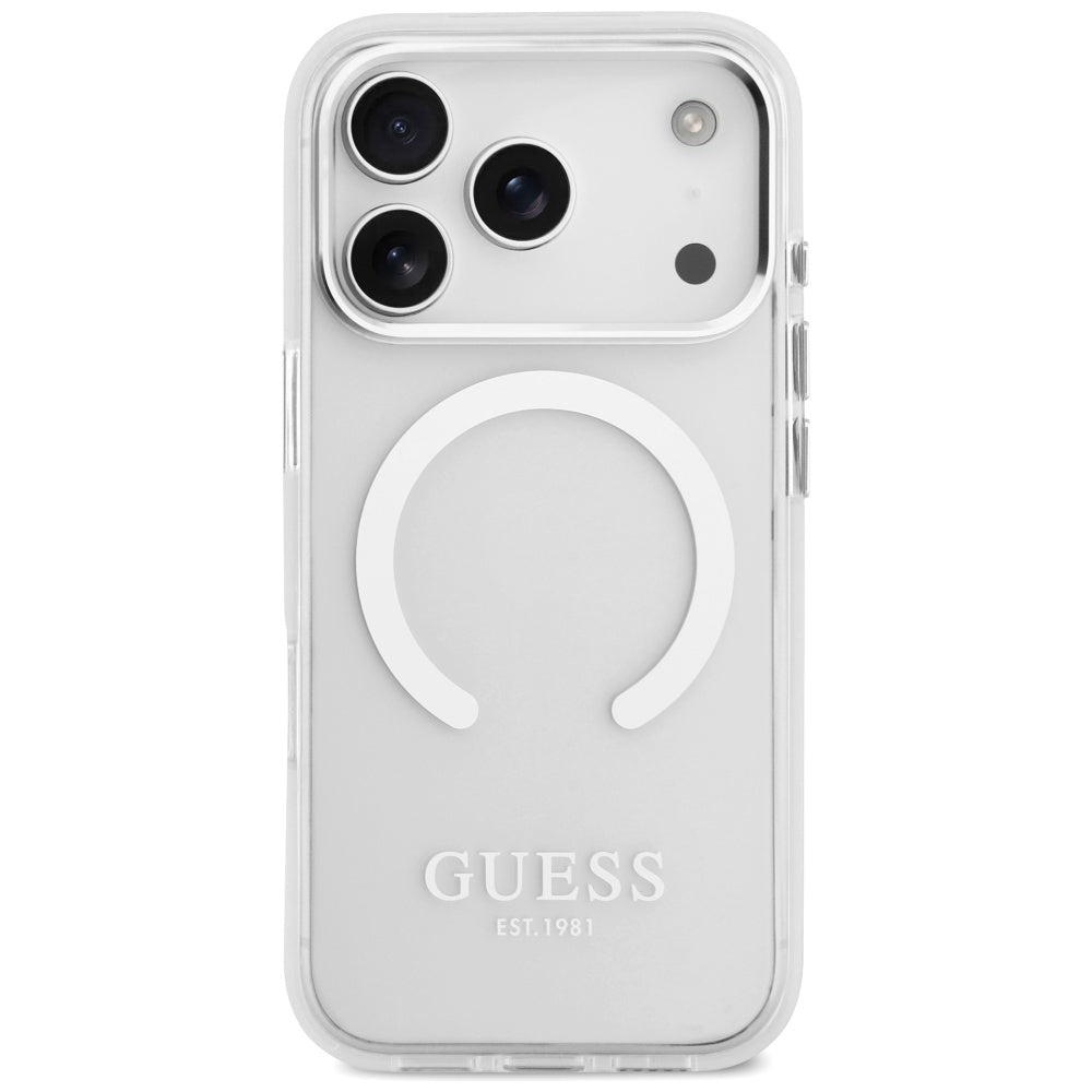 Θήκη MagSafe για Apple iPhone 17 Pro, Guess, Metal Outline, Ασημί
