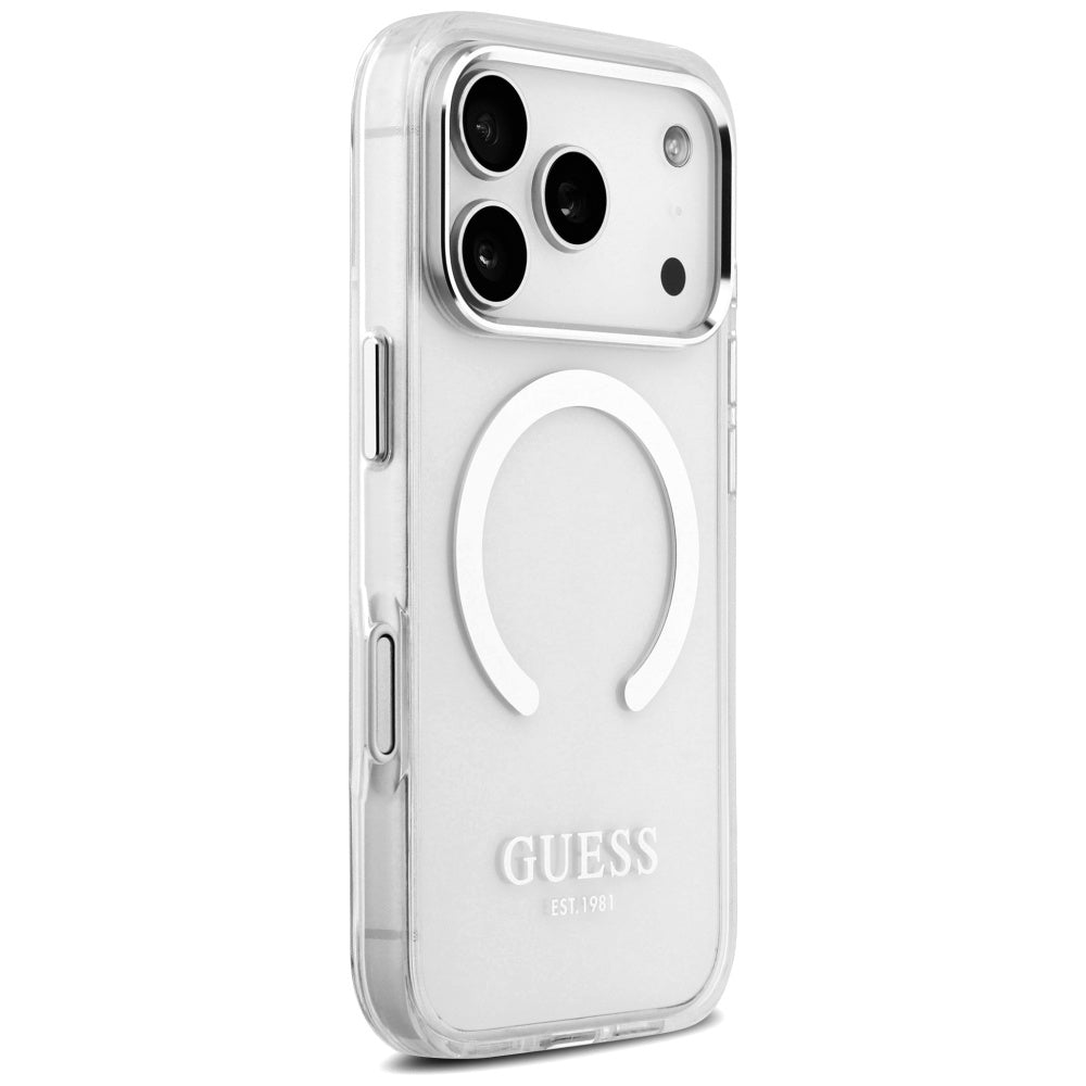 Θήκη MagSafe για Apple iPhone 17 Pro, Guess, Metal Outline, Ασημί