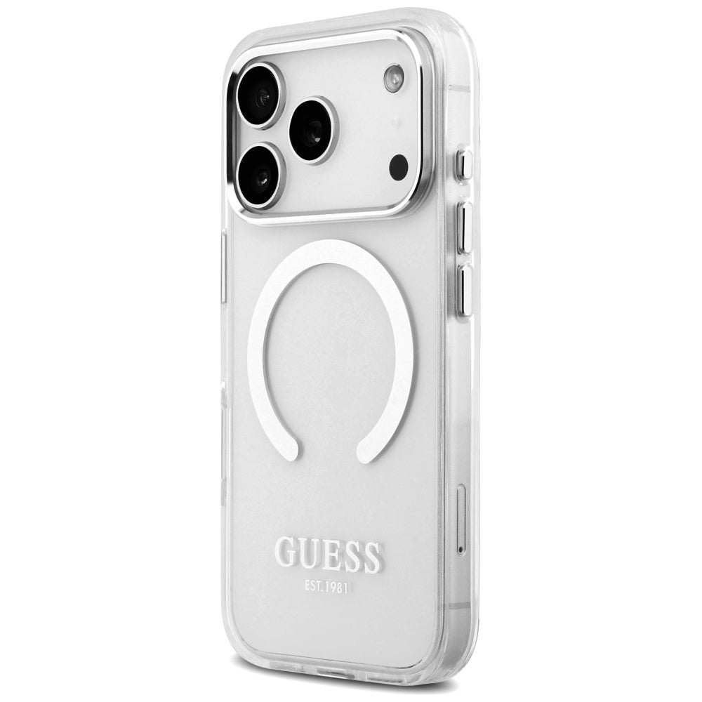 Θήκη MagSafe για Apple iPhone 17 Pro, Guess, Metal Outline, Ασημί