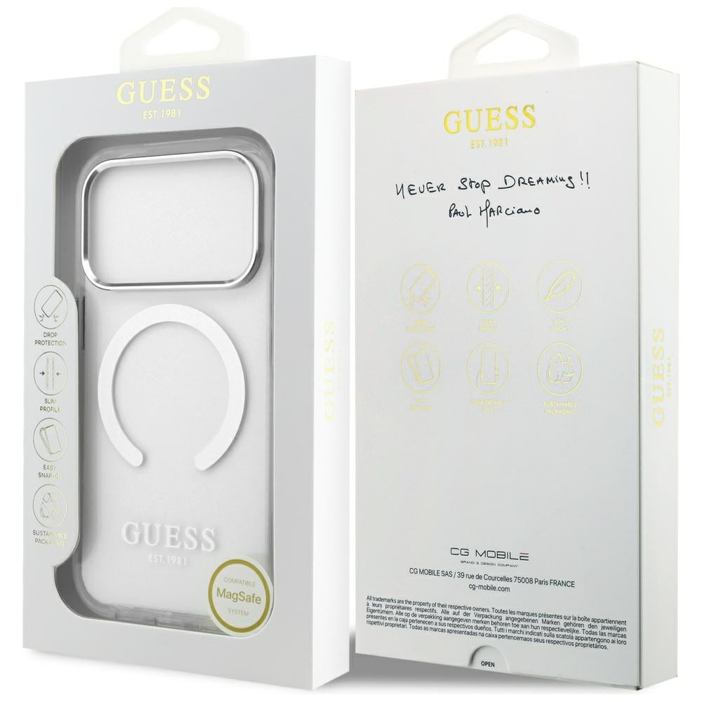 Θήκη MagSafe για Apple iPhone 17 Pro, Guess, Metal Outline, Ασημί