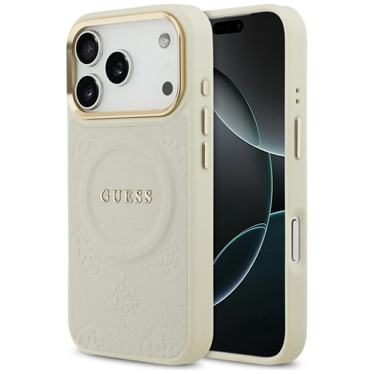 Θήκη MagSafe για Apple iPhone 17 Pro, Guess, Peony Hot Stamp, Μπεζ