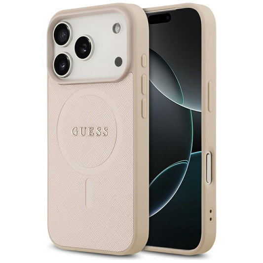Θήκη MagSafe για Apple iPhone 17 Pro, Guess, Saffiano Classic Logo, Ροζ