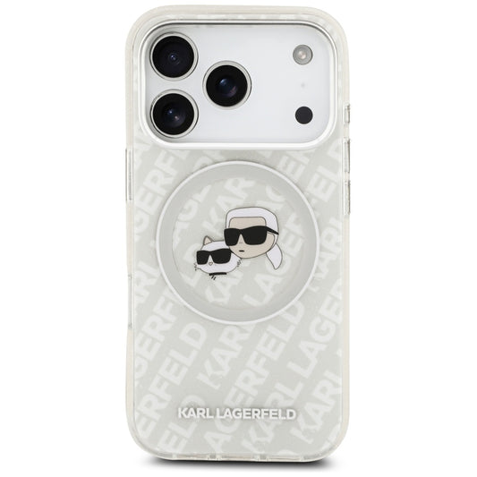 Θήκη MagSafe για Apple iPhone 17 Pro, Karl Lagerfeld, Glitter Karl & Choupette Head, Λευκή