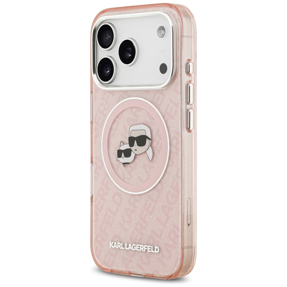 Θήκη MagSafe για Apple iPhone 17 Pro, Karl Lagerfeld, IML Glitter Karl & Choupette`s Heads, Ροζ