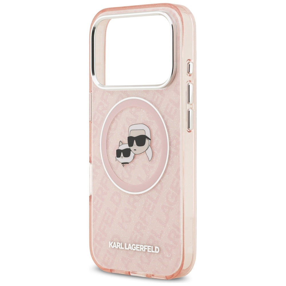 Θήκη MagSafe για Apple iPhone 17 Pro, Karl Lagerfeld, IML Glitter Karl & Choupette`s Heads, Ροζ