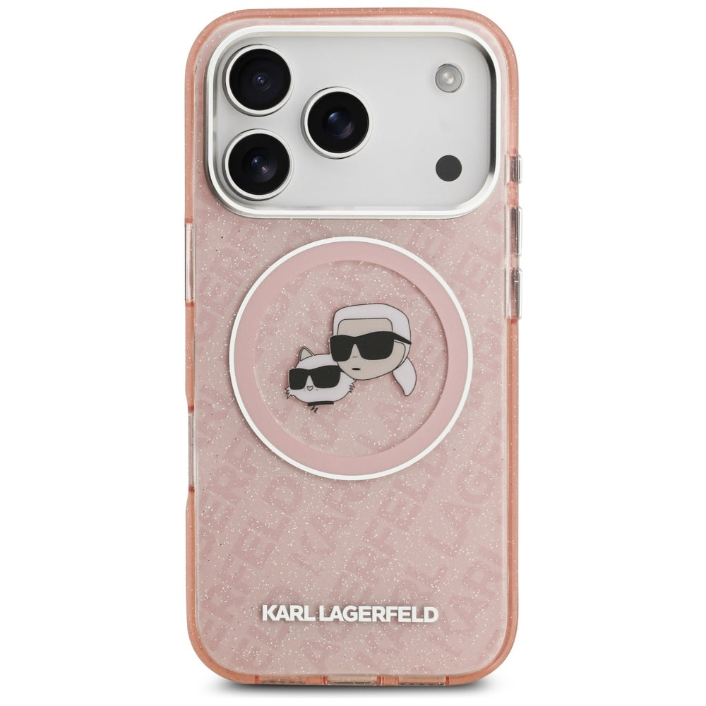 Θήκη MagSafe για Apple iPhone 17 Pro, Karl Lagerfeld, IML Glitter Karl & Choupette`s Heads, Ροζ