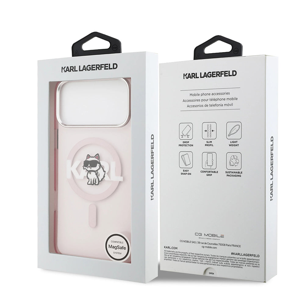 Θήκη MagSafe για Apple iPhone 17 Pro, Karl Lagerfeld, IML Sketch Logo Choupette, Ροζ