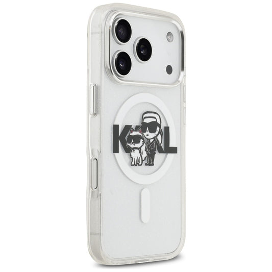 Θήκη MagSafe για Apple iPhone 17 Pro, Karl Lagerfeld, IML Sketch Logo Glitter Karl & Choupette, Διαφανής