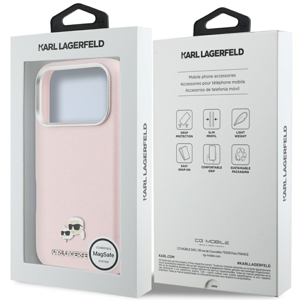 Θήκη MagSafe για Apple iPhone 17 Pro, Karl Lagerfeld, Karl & Choupette Head's Pin, Ροζ