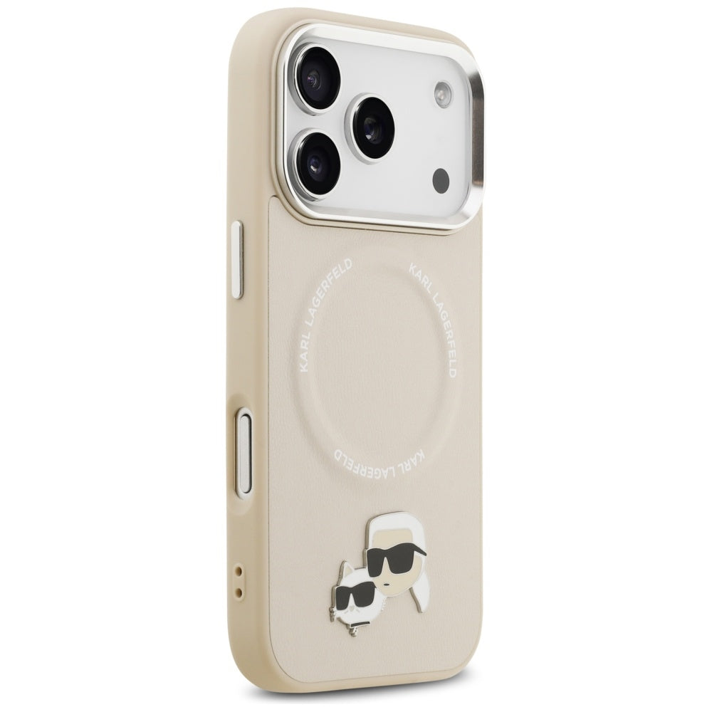 MagSafe Case for Apple iPhone 17 Pro, Karl Lagerfeld, Karl & Choupette Pins, Beige