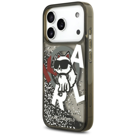 Θήκη MagSafe για Apple iPhone 17 Pro, Karl Lagerfeld, Liquid Glitter Choupette Logo, Μαύρη