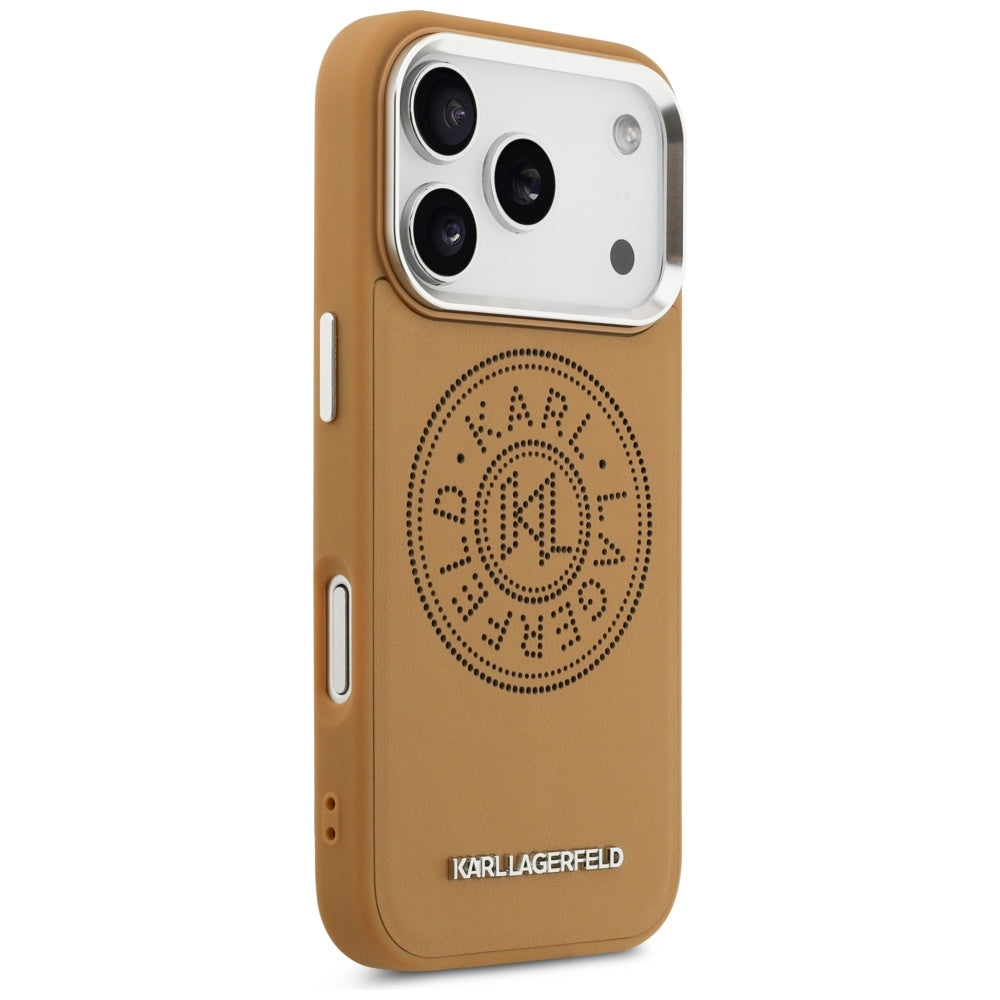 MagSafe Case for Apple iPhone 17 Pro, Karl Lagerfeld, Point & Metal Logo, Brown