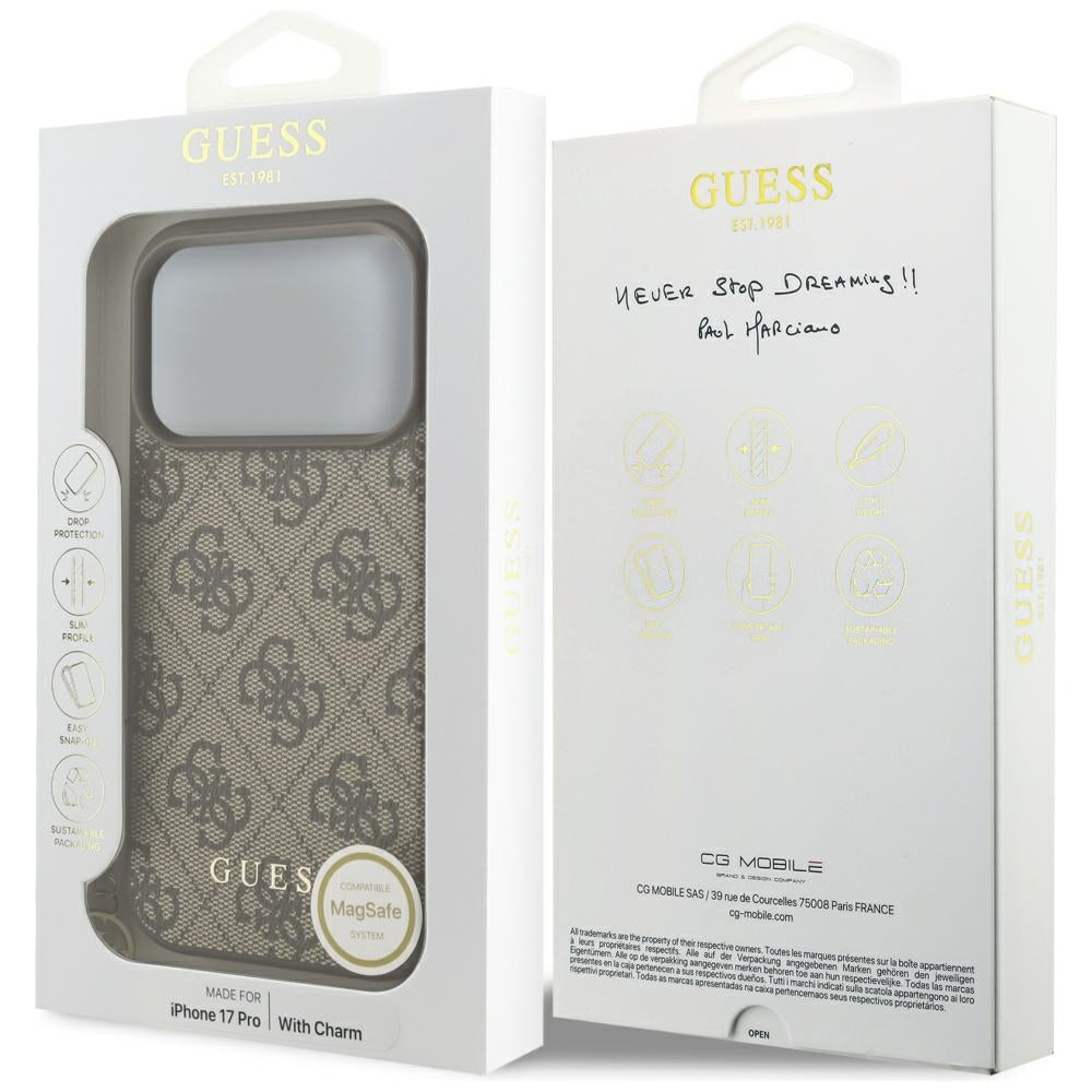 Θήκη MagSafe για Apple iPhone 17 Pro Max, Guess, 4G Charm Cradle, Καφέ