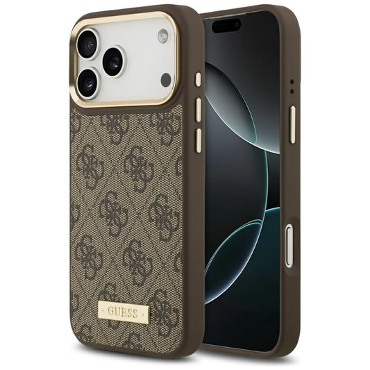 Θήκη MagSafe για Apple iPhone 17 Pro Max, Guess, 4G Logo Plate, Καφέ