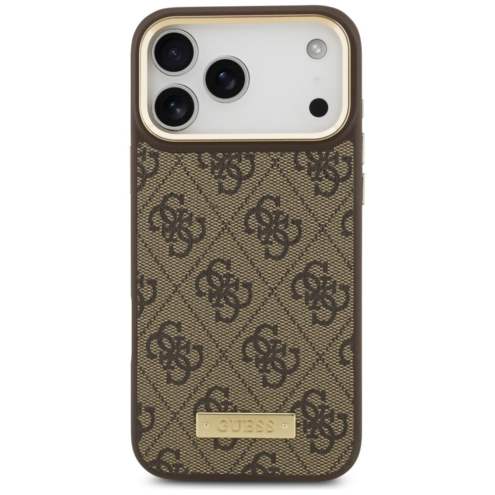 Θήκη MagSafe για Apple iPhone 17 Pro Max, Guess, 4G Logo Plate, Καφέ