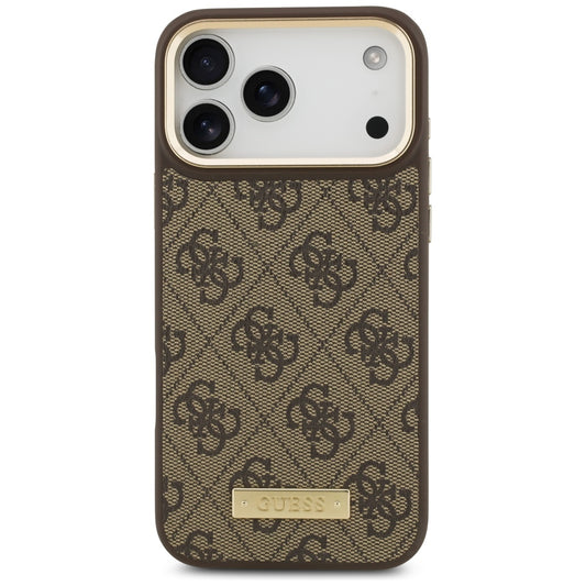 Θήκη MagSafe για Apple iPhone 17 Pro Max, Guess, 4G Logo Plate, Καφέ