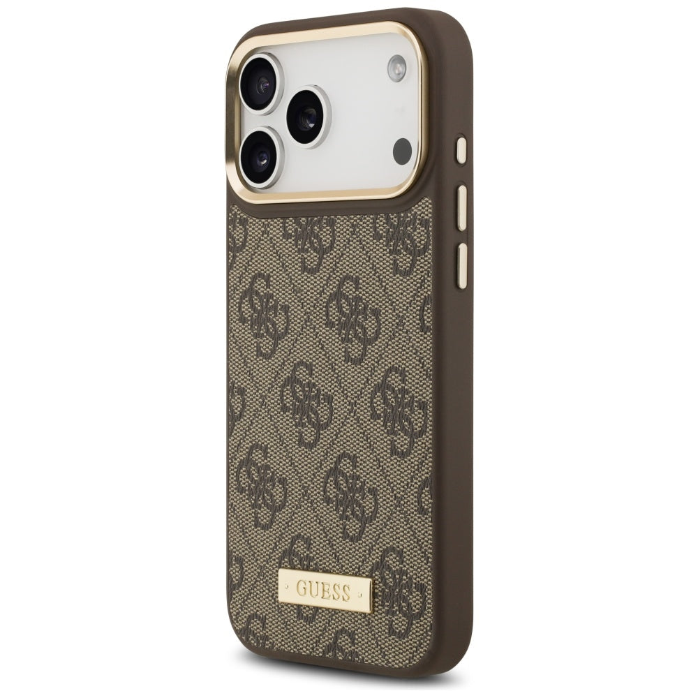 Θήκη MagSafe για Apple iPhone 17 Pro Max, Guess, 4G Logo Plate, Καφέ