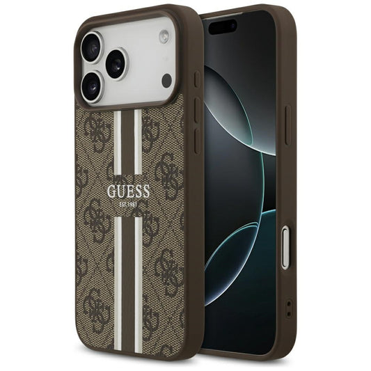 Θήκη MagSafe για Apple iPhone 17 Pro Max, Guess, 4G Printed Stripes, Καφέ