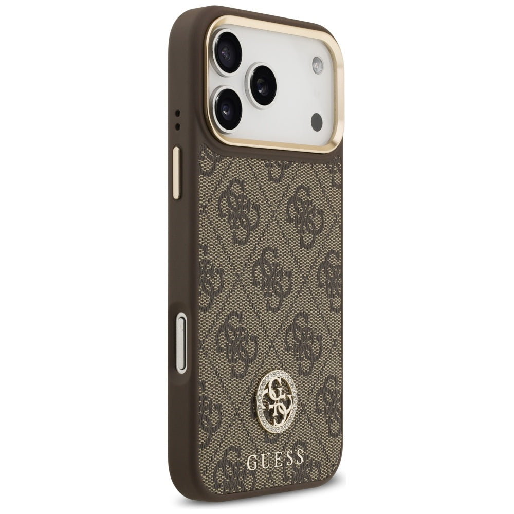 Θήκη MagSafe για Apple iPhone 17 Pro Max, Guess, 4G Strass Logo, Καφέ
