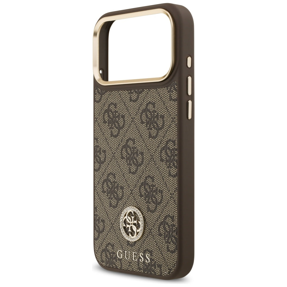Θήκη MagSafe για Apple iPhone 17 Pro Max, Guess, 4G Strass Logo, Καφέ