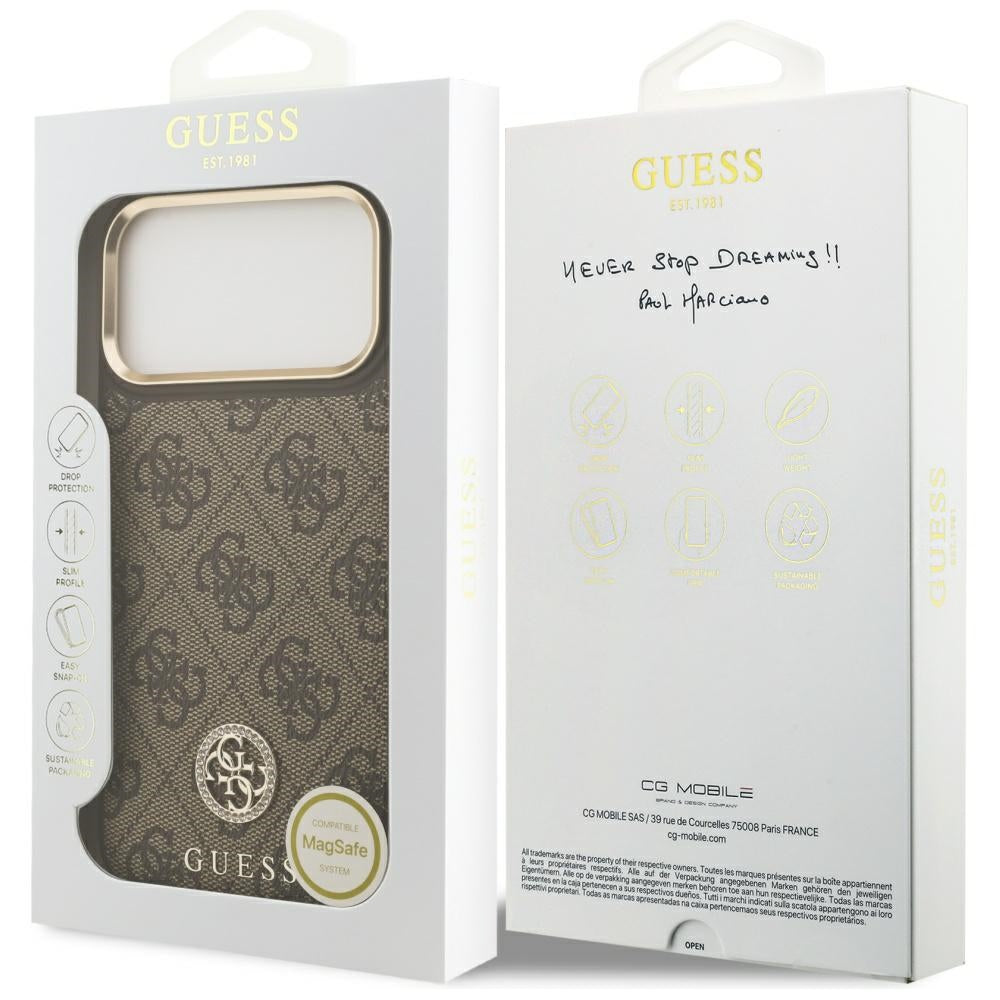 Θήκη MagSafe για Apple iPhone 17 Pro Max, Guess, 4G Strass Logo, Καφέ