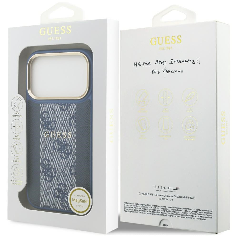 Θήκη MagSafe για Apple iPhone 17 Pro Max, Guess, 4G Stripe, Μπλε