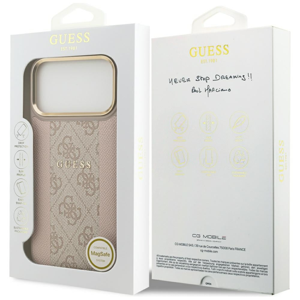 Θήκη MagSafe για Apple iPhone 17 Pro Max, Guess, 4G Stripe, Ροζ
