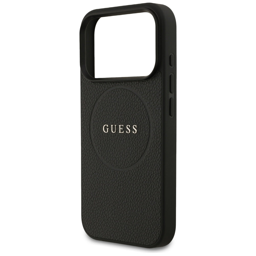 Θήκη MagSafe για Apple iPhone 17 Pro Max, Guess, Grained Gold Ring, Μαύρη