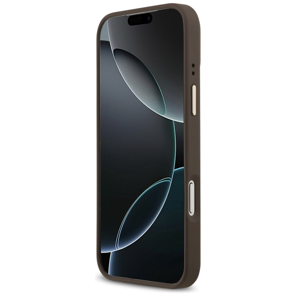Θήκη MagSafe για Apple iPhone 17 Pro Max, Guess, Grained Strass Logo, Καφέ