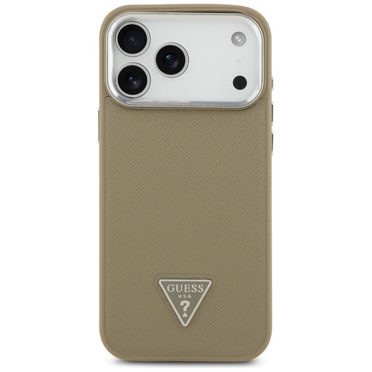 Θήκη MagSafe για Apple iPhone 17 Pro Max, Guess, Grained Triangle Logo, Καφέ