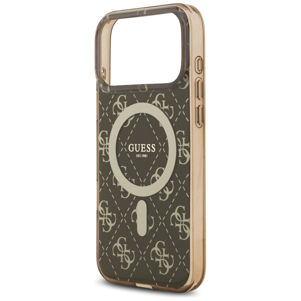 MagSafe Case for Apple iPhone 17 Pro Max, Guess, IML 4G Background, Brown