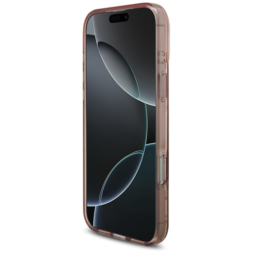 Θήκη MagSafe για Apple iPhone 17 Pro Max, Guess, IML Flowers with Pearl Strap, Ροζ