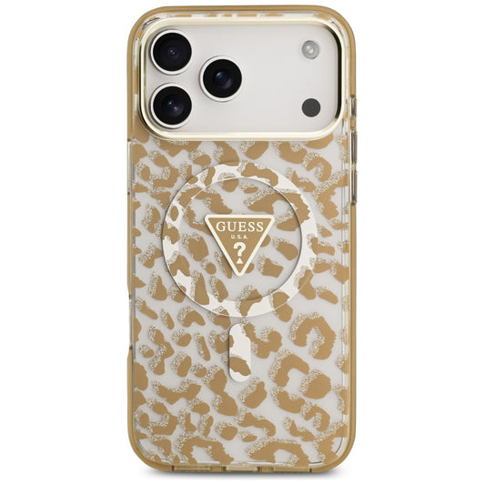 Θήκη MagSafe για Apple iPhone 17 Pro Max, Guess, Leopard Glitter, Καφέ