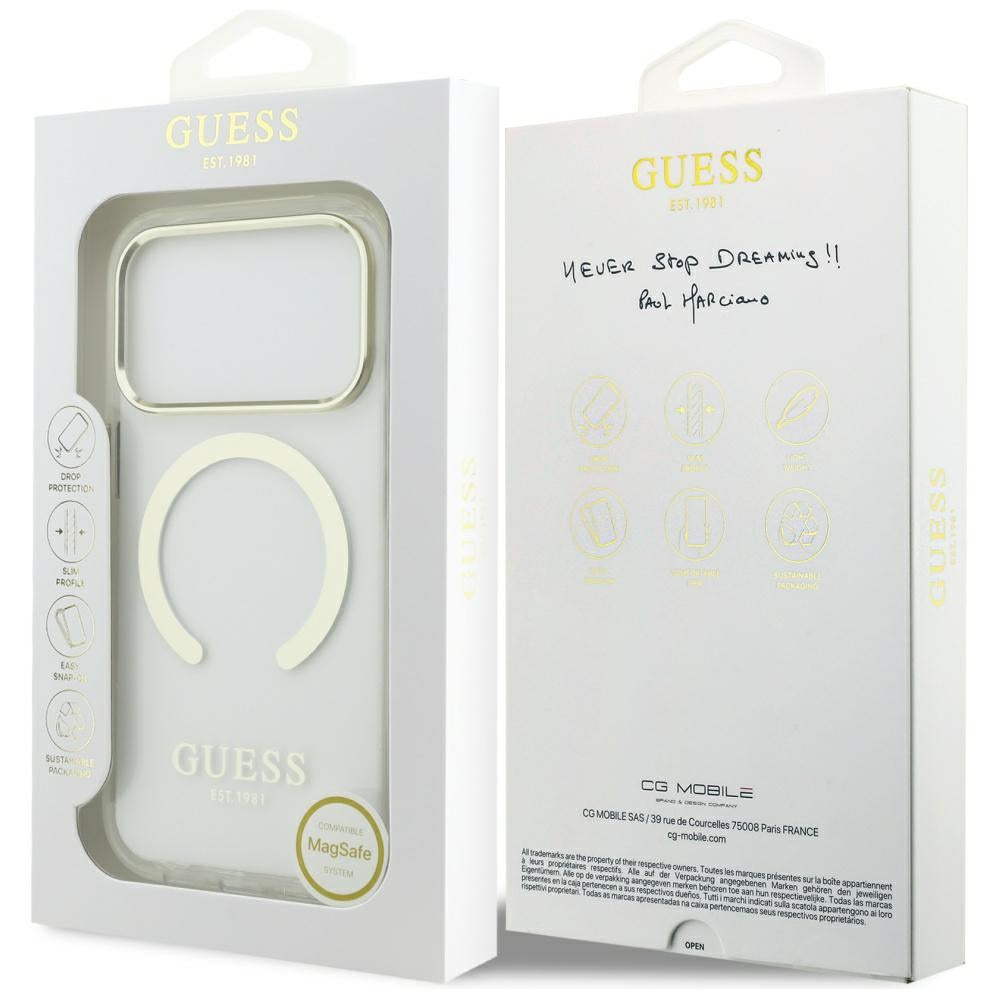 Θήκη MagSafe για Apple iPhone 17 Pro Max, Guess, Metal Outline, Χρυσή