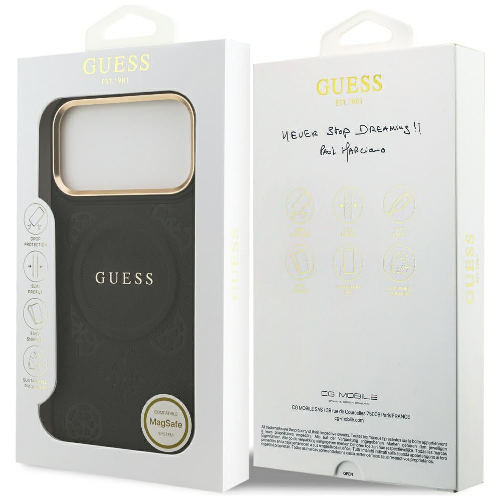 Θήκη MagSafe για Apple iPhone 17 Pro Max, Guess, Peony Hot Stamp, Μαύρη