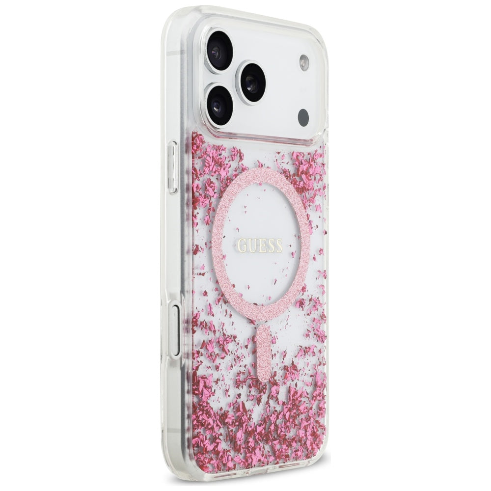 Θήκη MagSafe για Apple iPhone 17 Pro Max, Guess, Glitter με Ρητίνη στο Πάτο, Ροζ