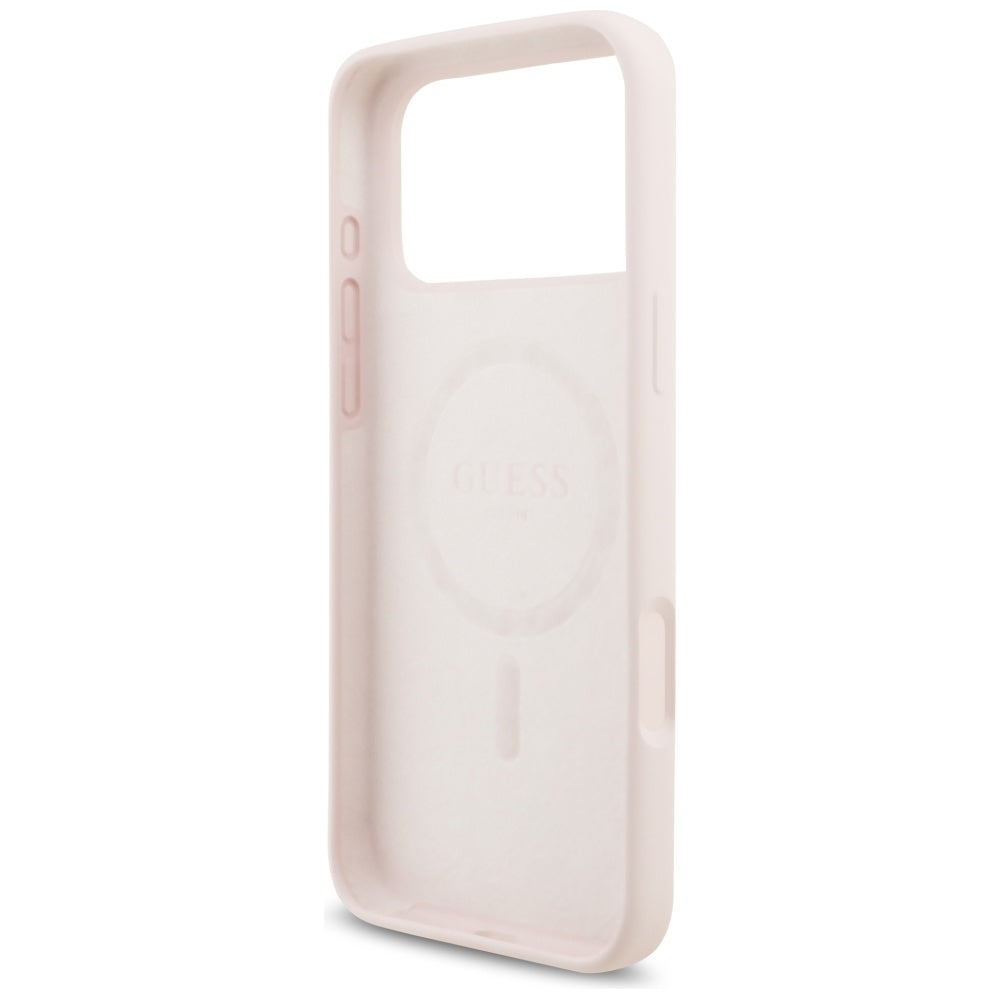 MagSafe Case for Apple iPhone 17 Pro Max, Guess, Script Metal Logo, Light Pink