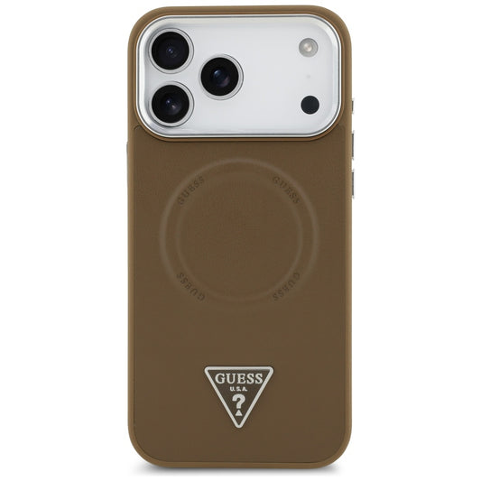 Θήκη MagSafe για Apple iPhone 17 Pro Max, Guess, Triangle Logo, Καφέ Ασημί