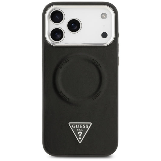 Θήκη MagSafe για Apple iPhone 17 Pro Max, Guess, Triangle Logo, Μαύρη Ασημί