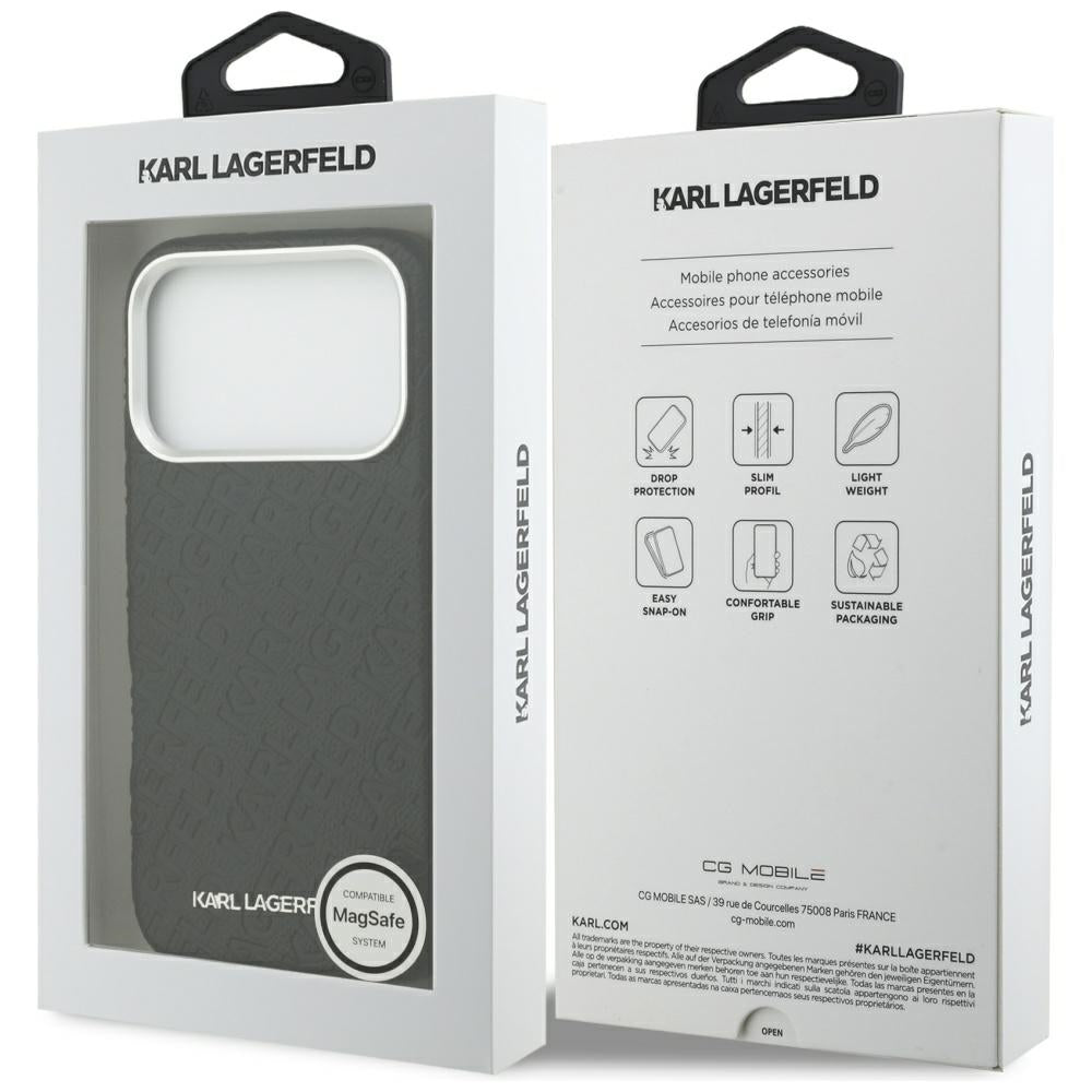 Θήκη MagSafe για Apple iPhone 17 Pro Max, Karl Lagerfeld, FW Stamped Karl, Μαύρη