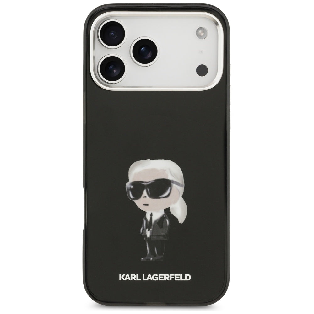 Θήκη MagSafe για Apple iPhone 17 Pro Max, Karl Lagerfeld, IML Aquarelle Karl Ikonik, Μαύρη